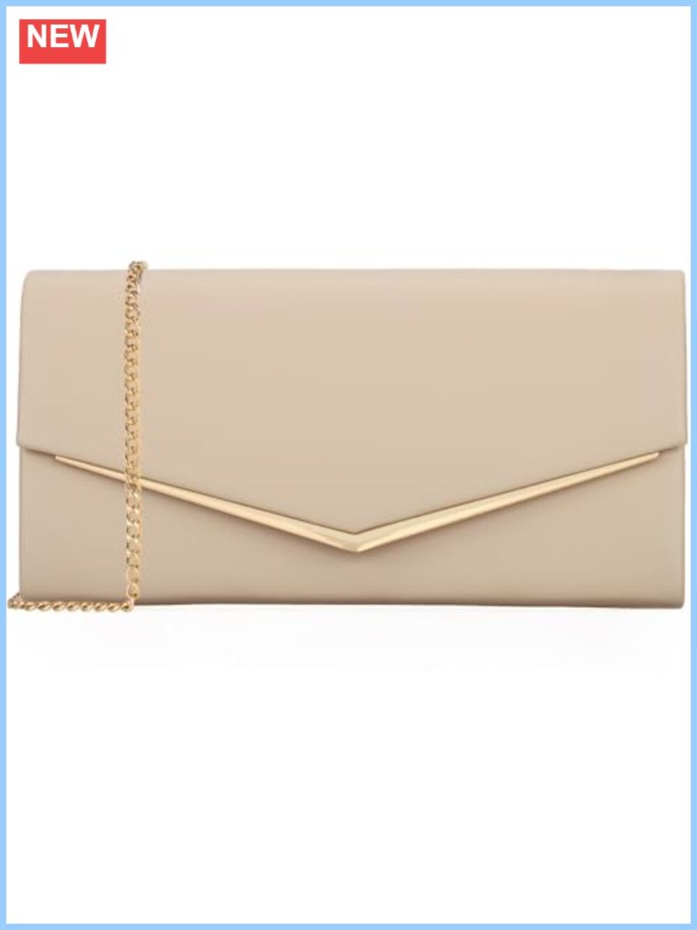 Vegan Leather Envelope Clutch Evening Handbag Removable Chain Crossbody
